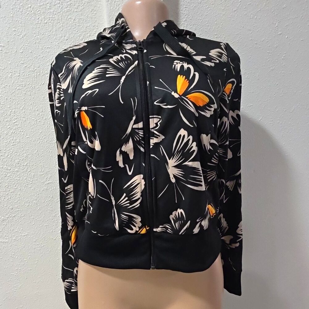 adidas Originals Farm Print Floral Hooded Full Zip Track Jacket XS Black FI4815
